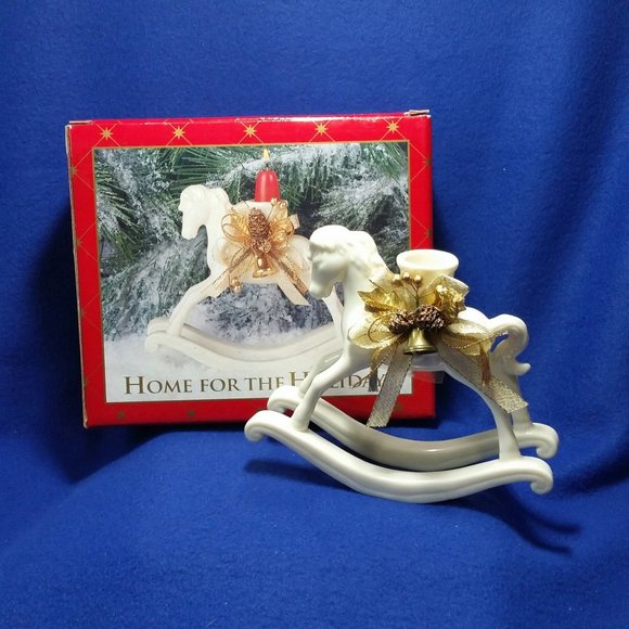 Christmas Rocking Horse Candlestick Holder Home For The Holidays Collection - Picture 1 of 10